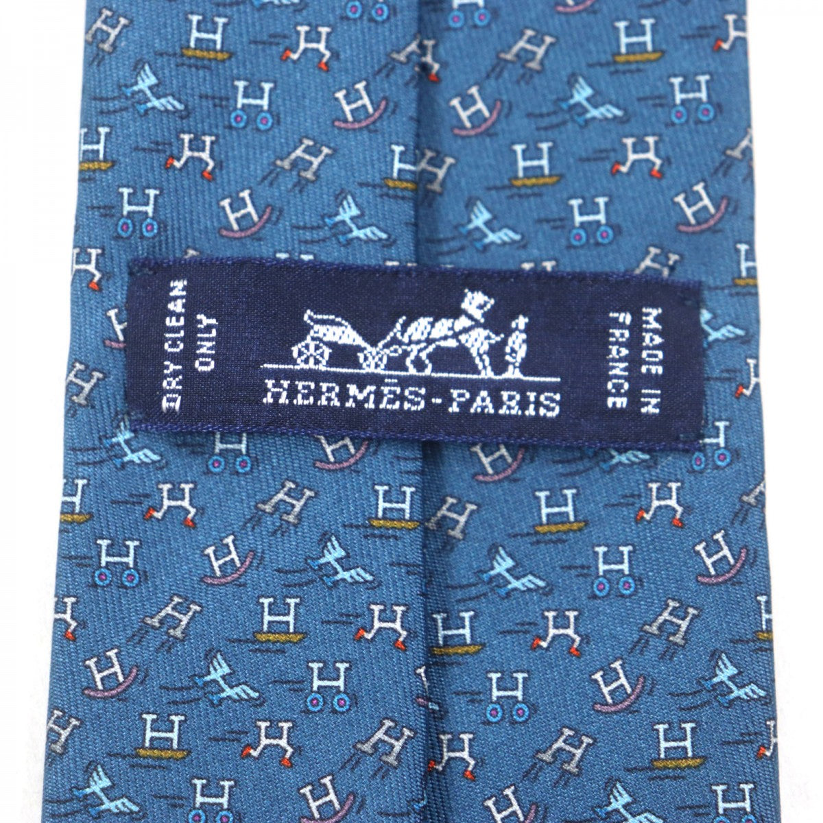 HERMES tie silk blue H. Ann Movement