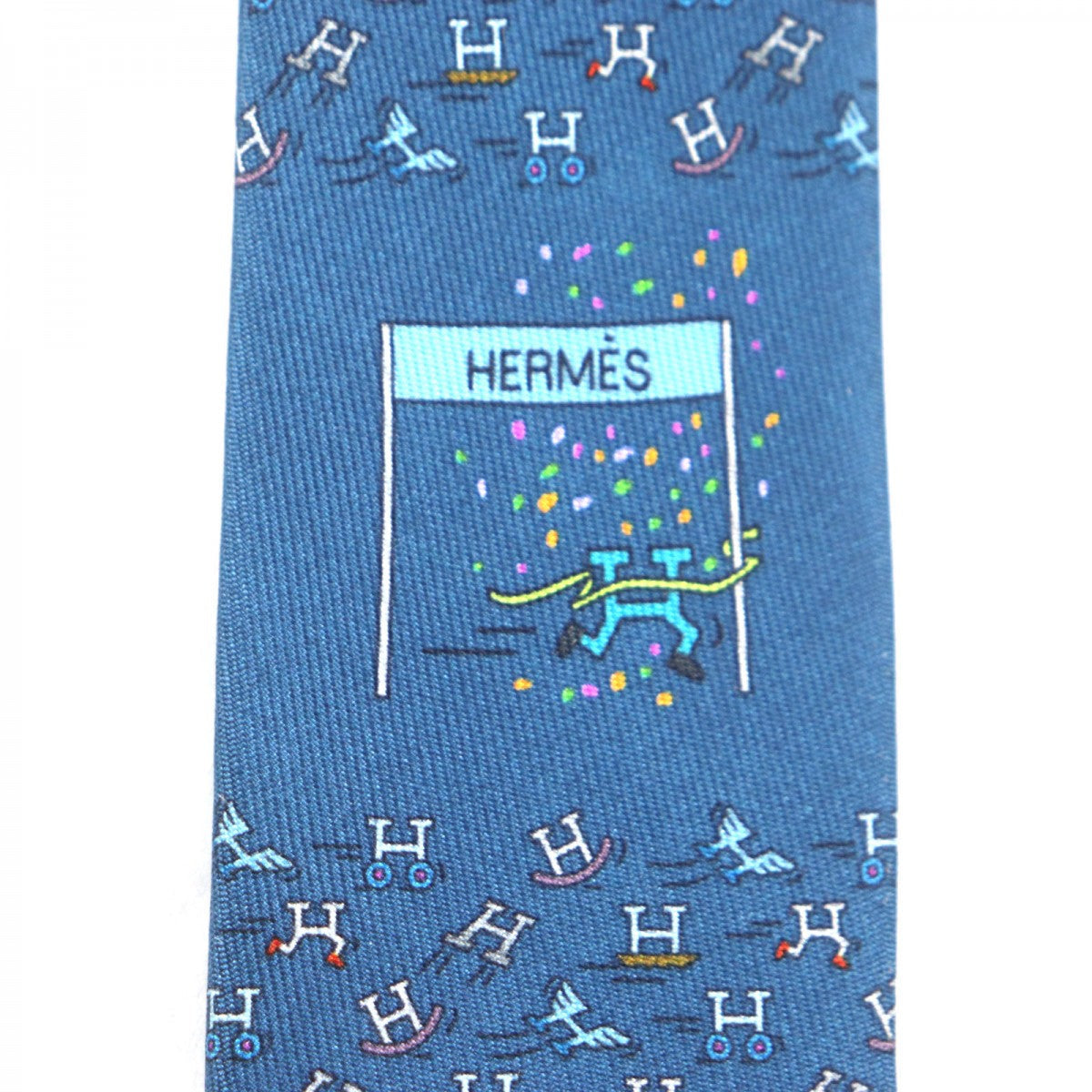 HERMES tie silk blue H. Ann Movement