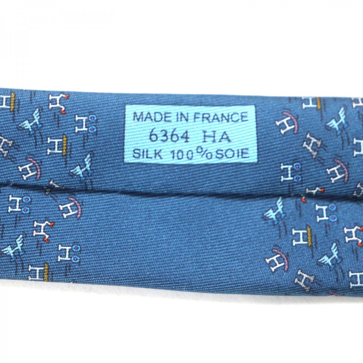 HERMES tie silk blue H. Ann Movement