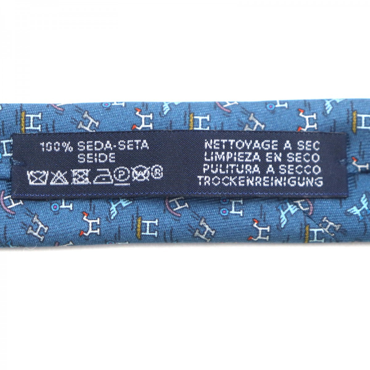 HERMES tie silk blue H. Ann Movement
