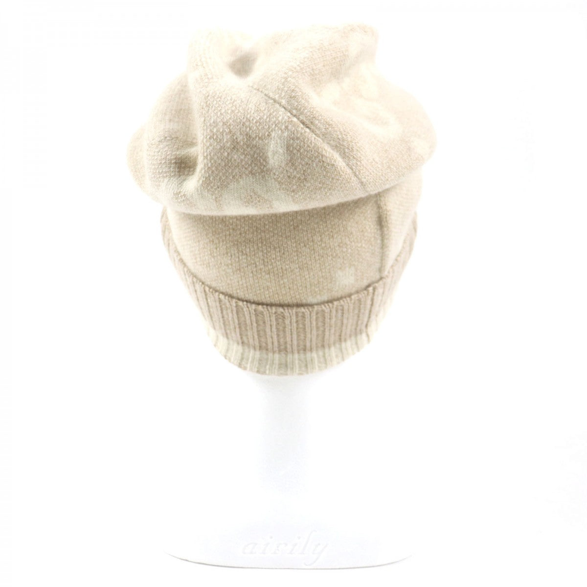 GUCCI Knit cap 765053 cashmere camel white GG Cashmere Jacquard Cap M