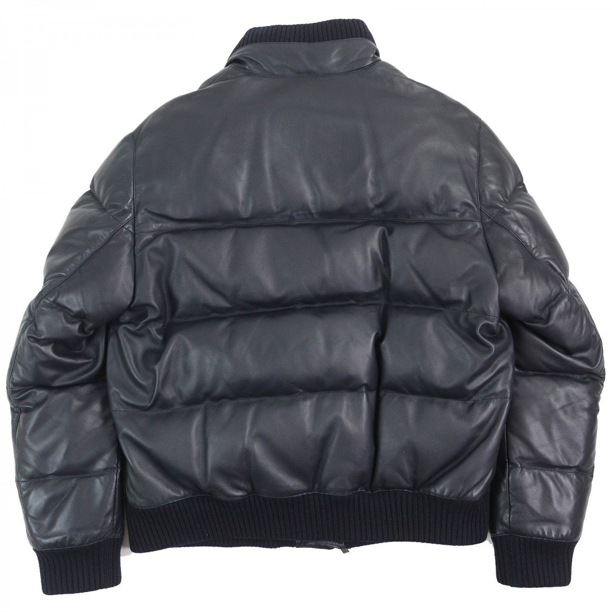 HERMES Down jacket Sheep leather Dark navy 54