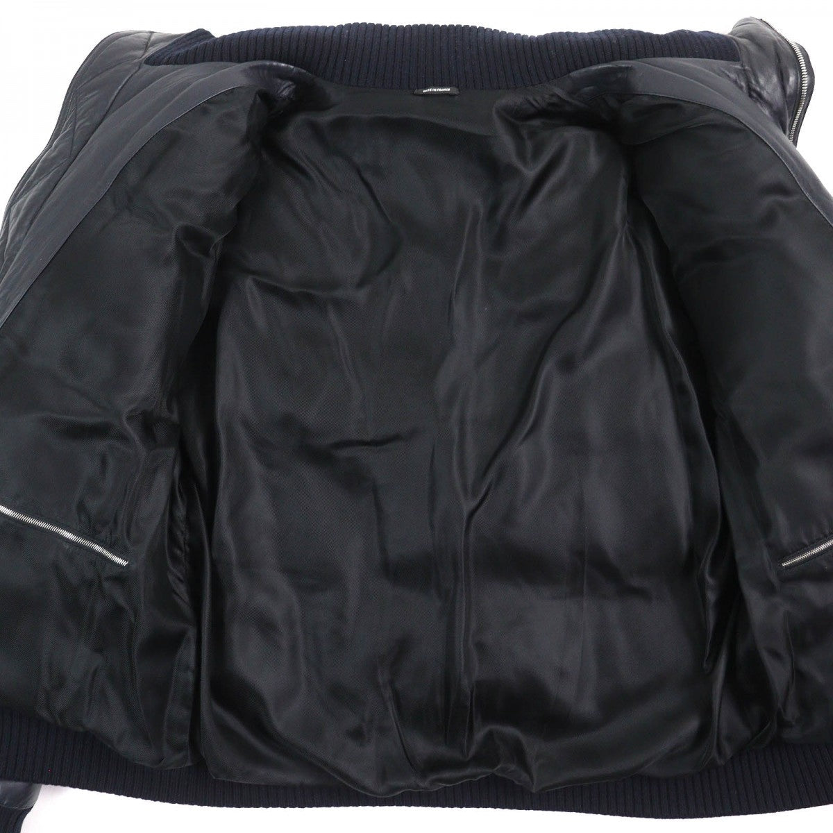 HERMES Down jacket Sheep leather Dark navy 54
