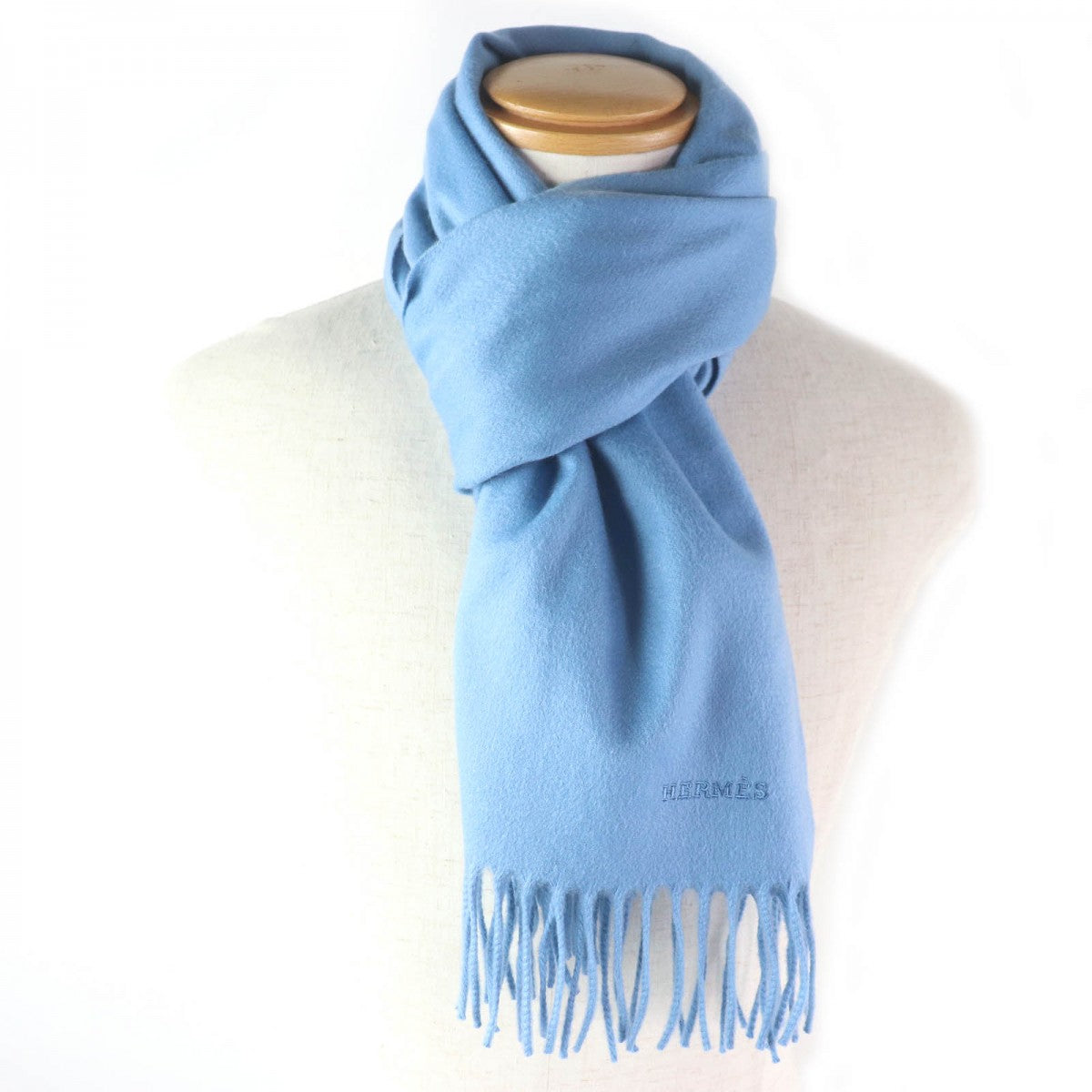 HERMES Scarf cashmere blue