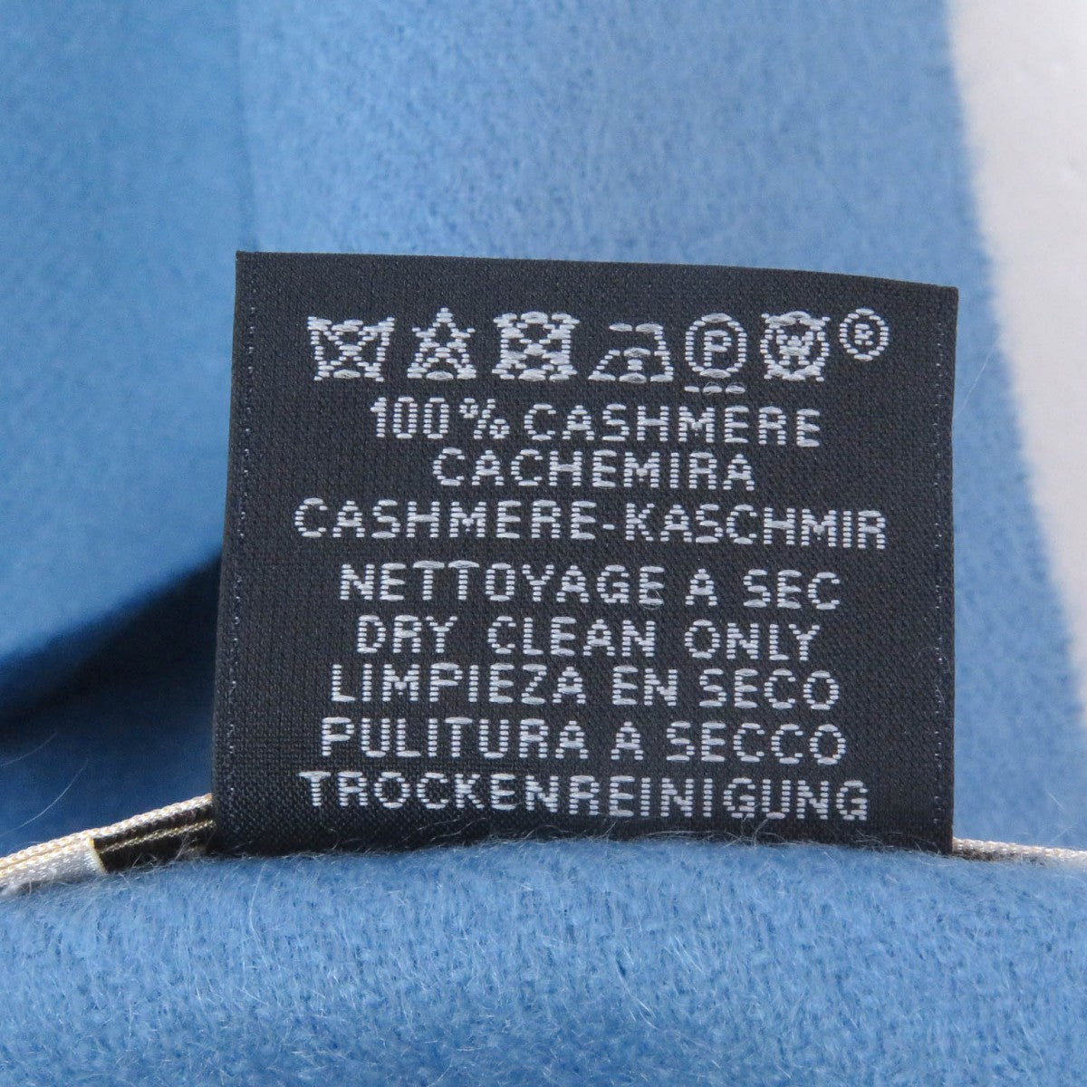 HERMES Scarf cashmere blue