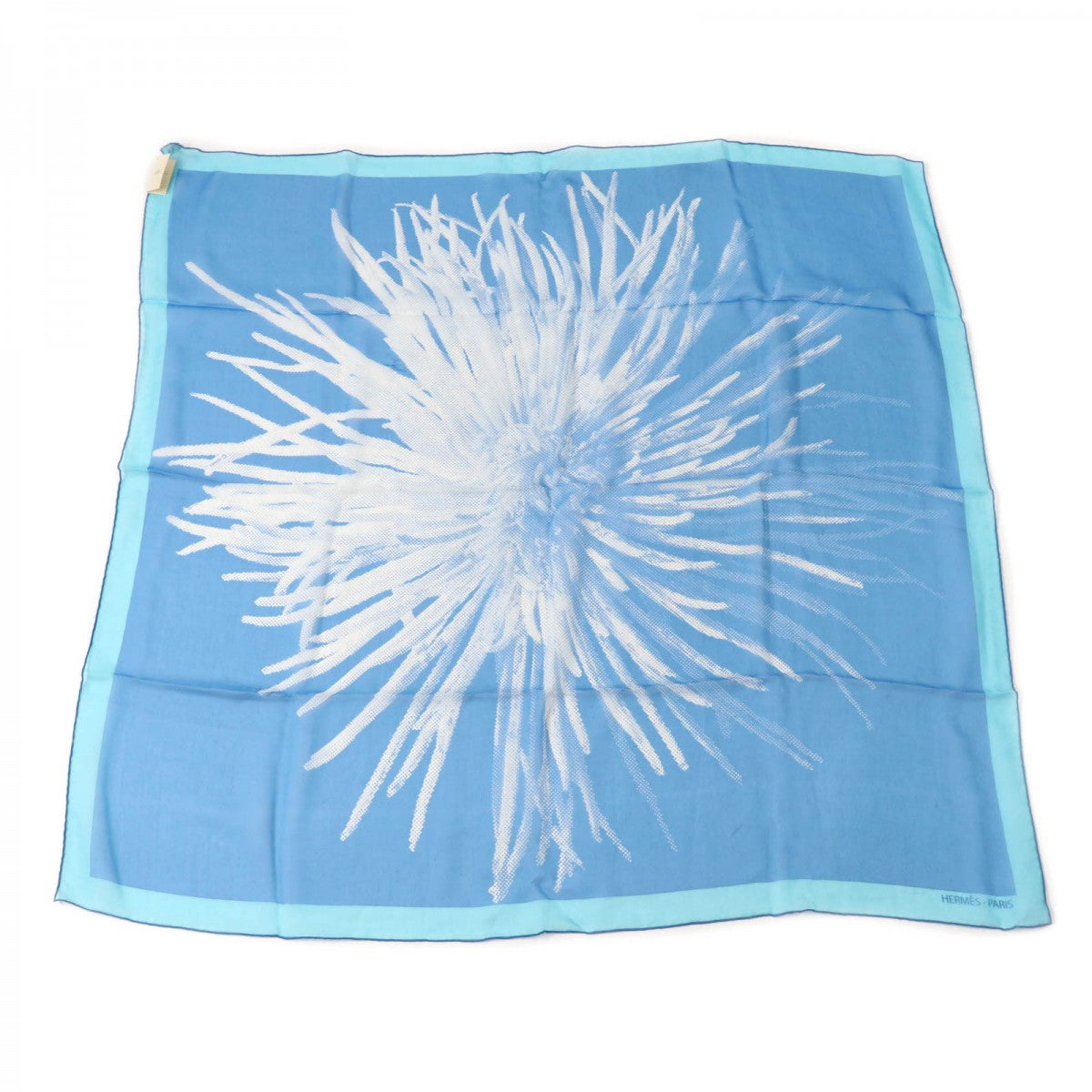 HERMES scarf silk Blue white Carre90