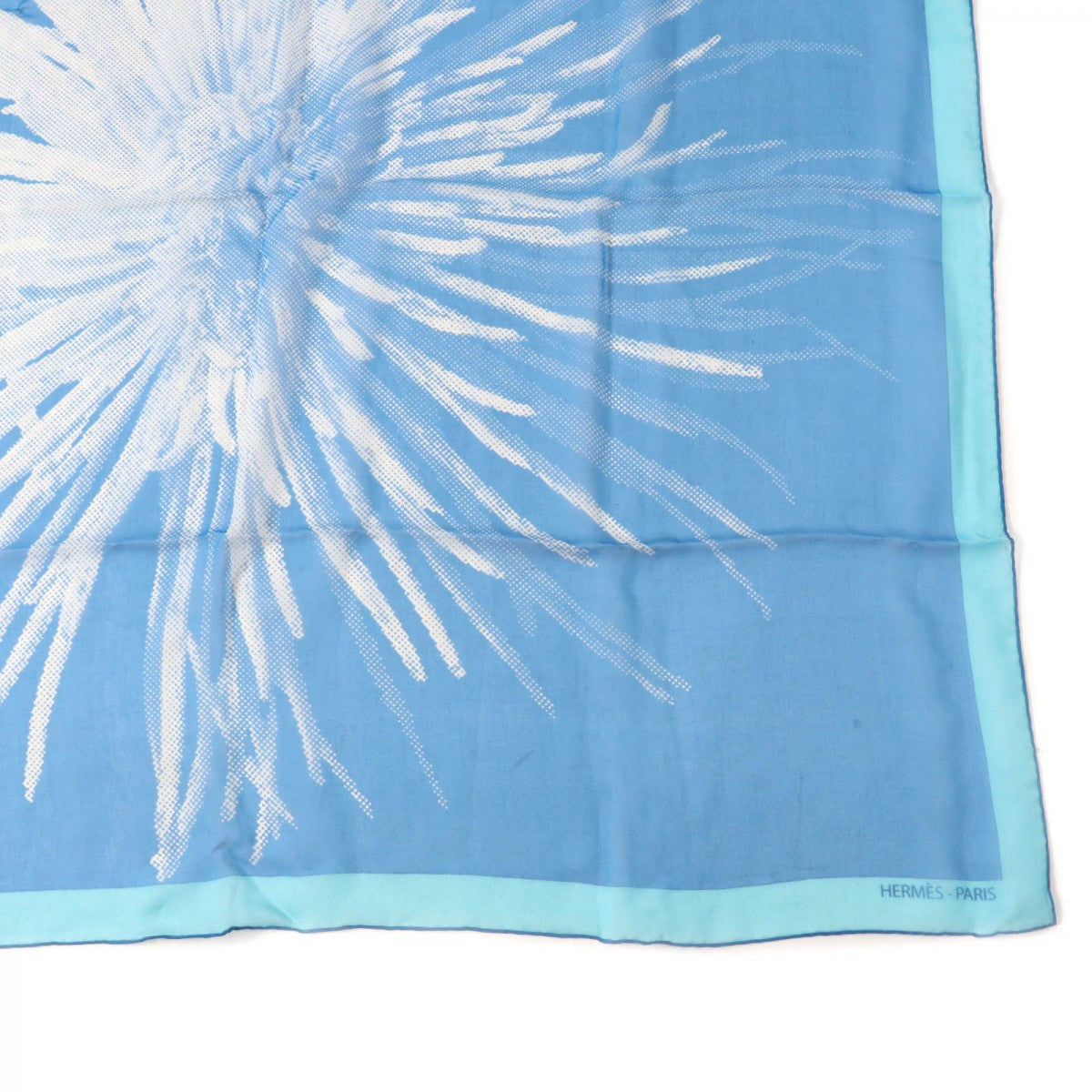HERMES scarf silk Blue white Carre90