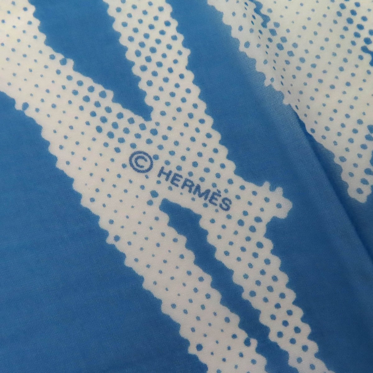 HERMES scarf silk Blue white Carre90