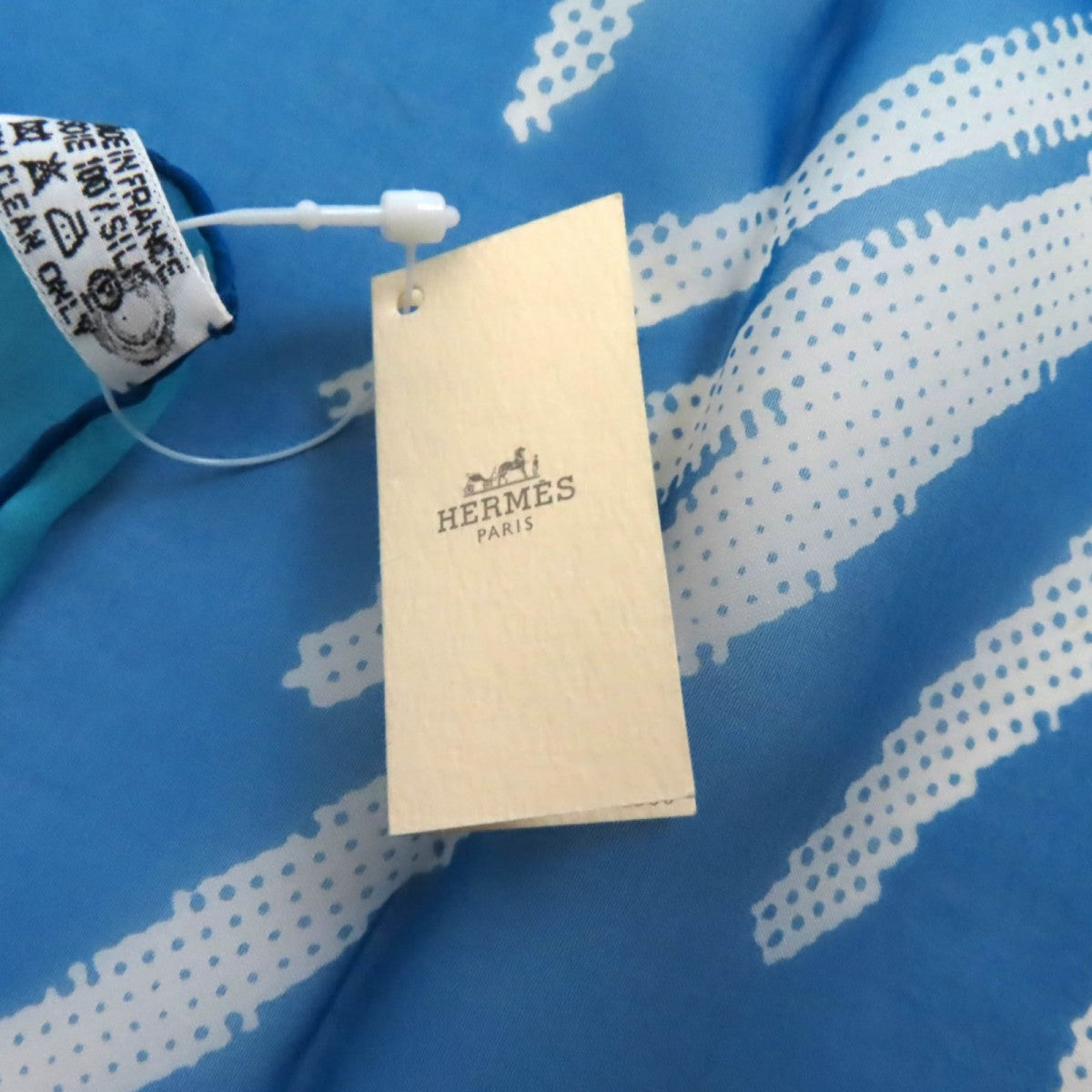 HERMES scarf silk Blue white Carre90