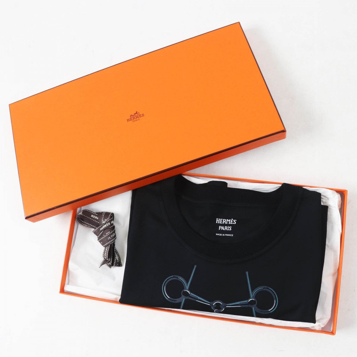 HERMES Short sleeve T-shirt 4H4643DA cotton black Cartouche Mall 42