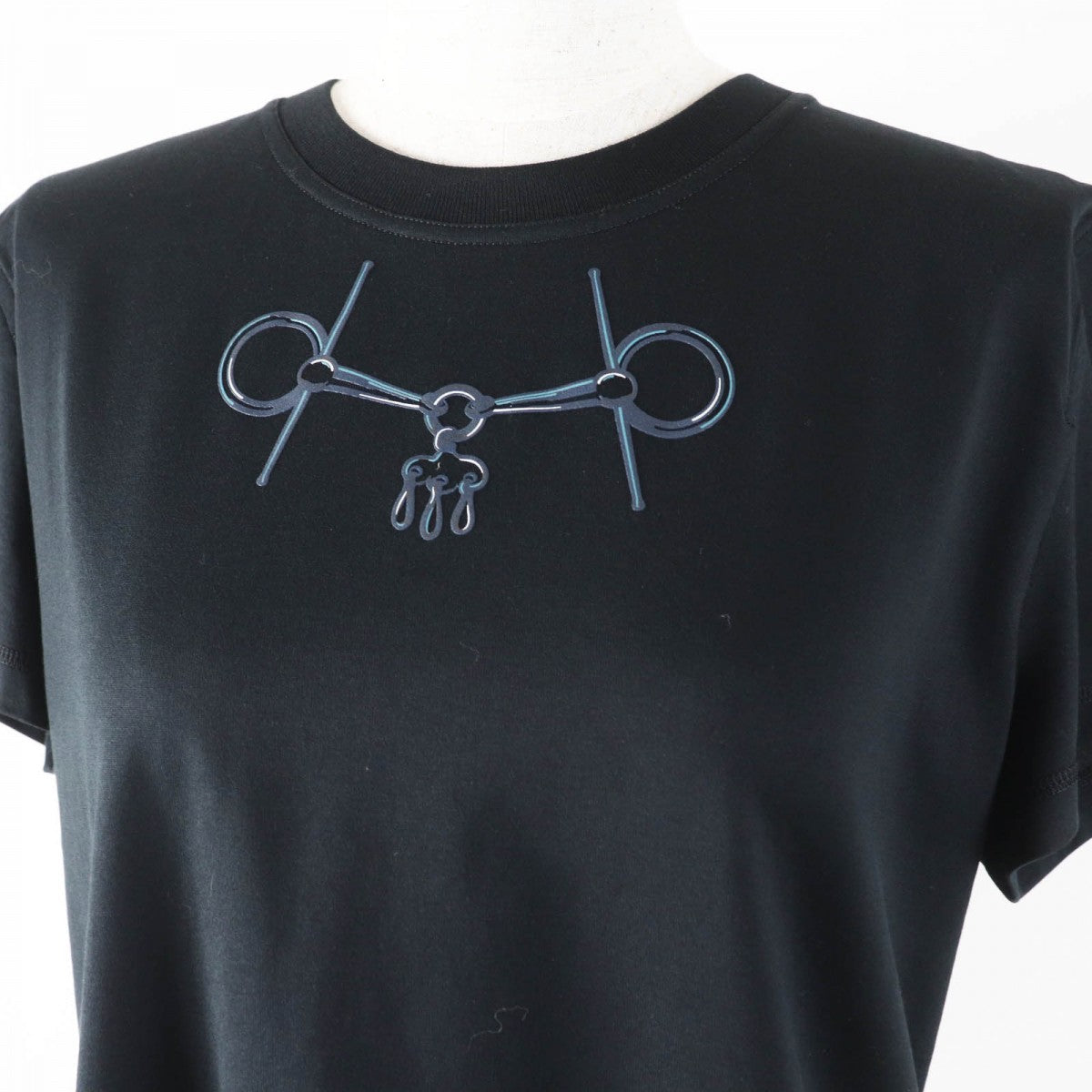 HERMES Short sleeve T-shirt 4H4643DA cotton black Cartouche Mall 42