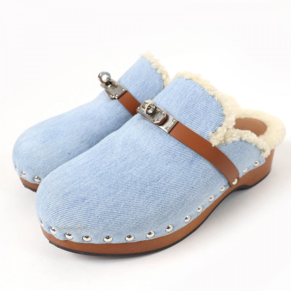 HERMES Sandals denim Indigo Carlotta 37