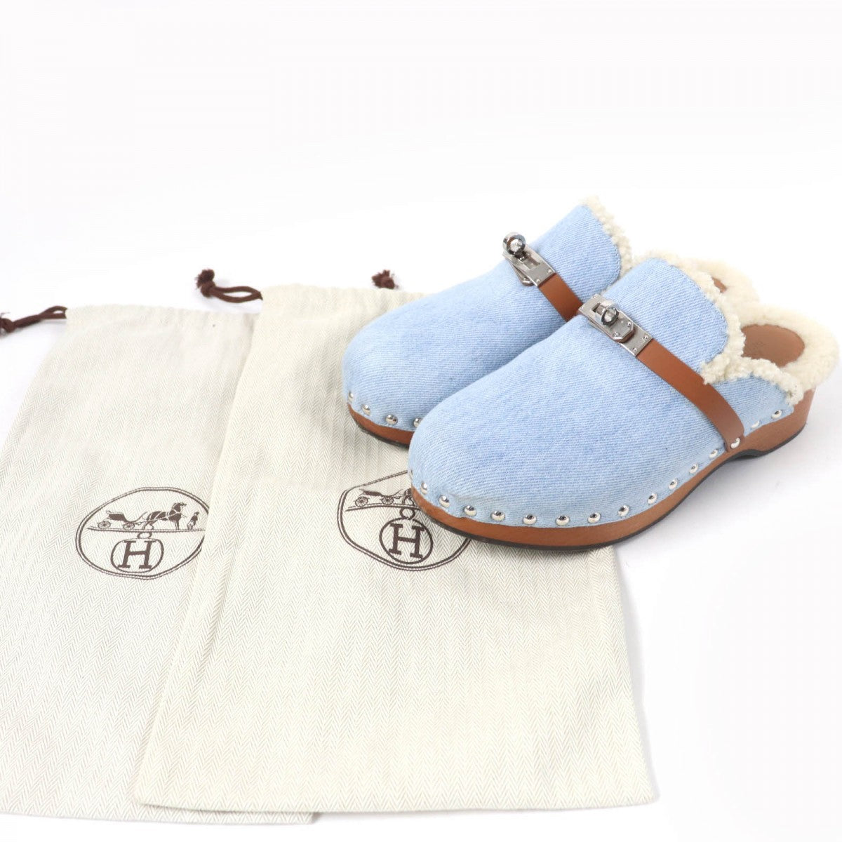 HERMES Sandals denim Indigo Carlotta 37