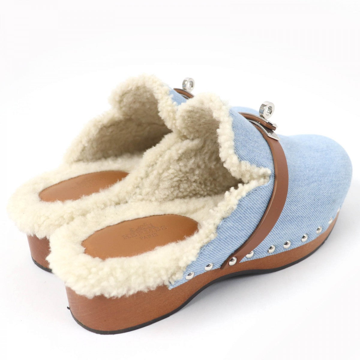 HERMES Sandals denim Indigo Carlotta 37