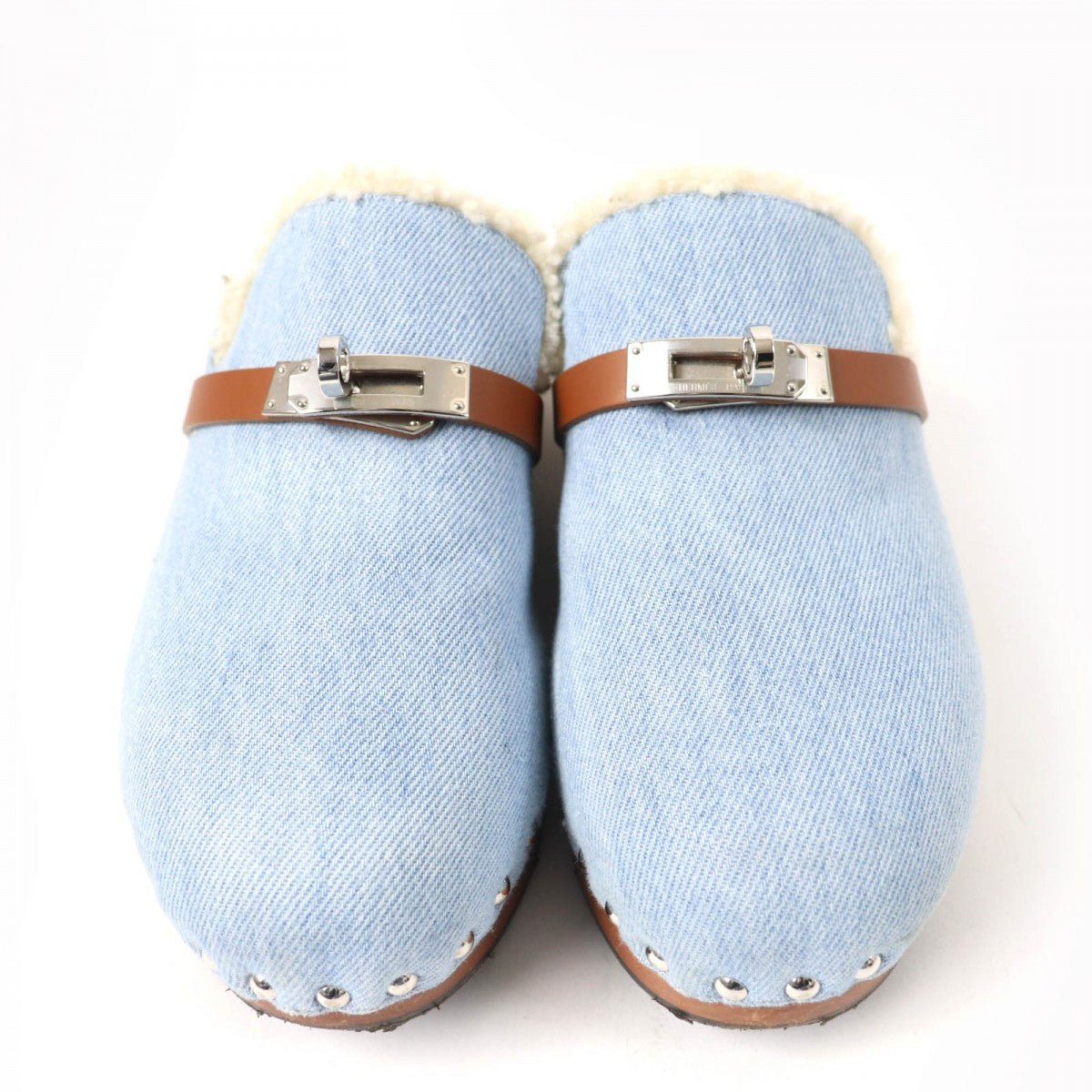 HERMES Sandals denim Indigo Carlotta 37