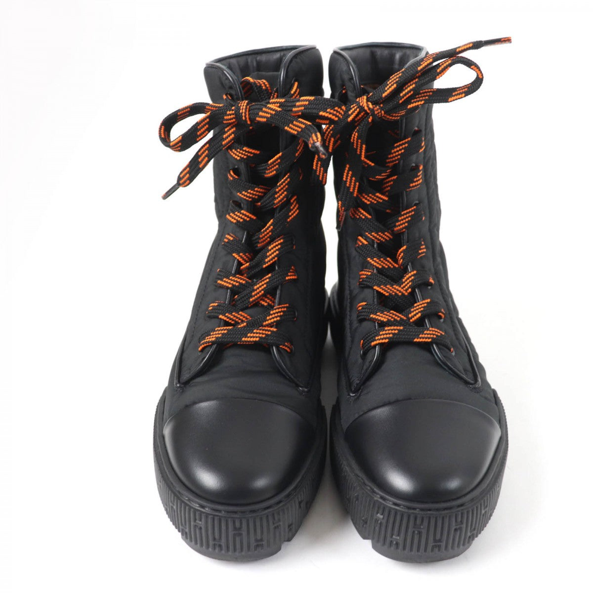 HERMES short boots Parachute Fabric , Leather black fresh 37