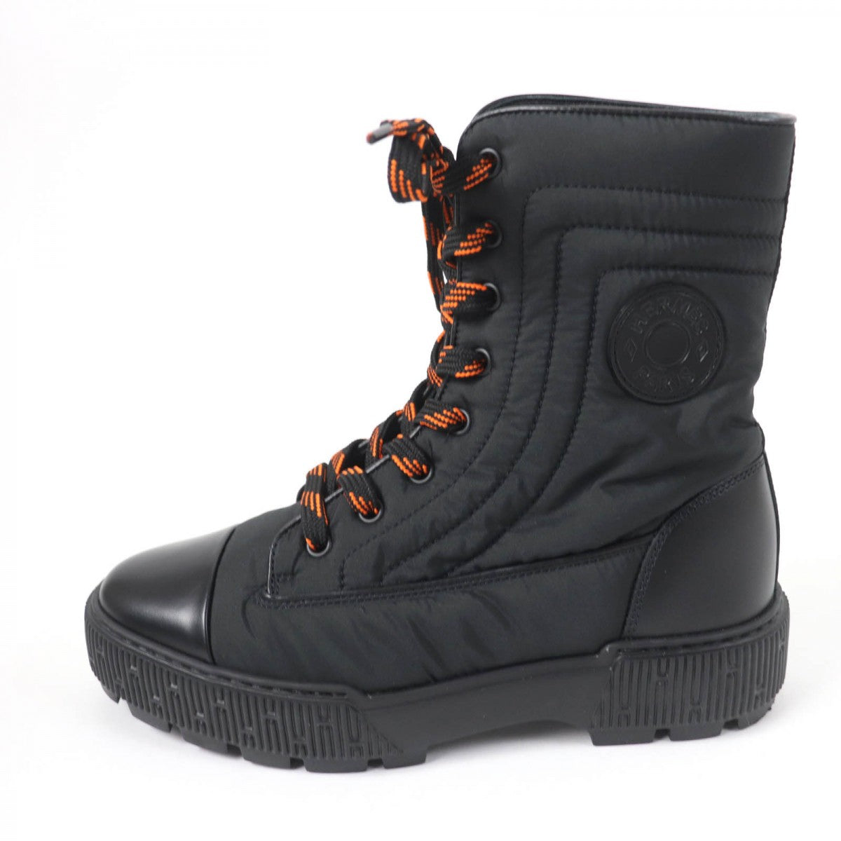 HERMES short boots Parachute Fabric , Leather black fresh 37