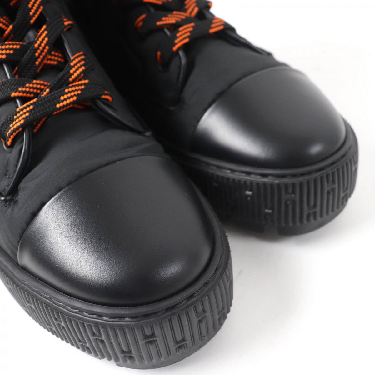 HERMES short boots Parachute Fabric , Leather black fresh 37