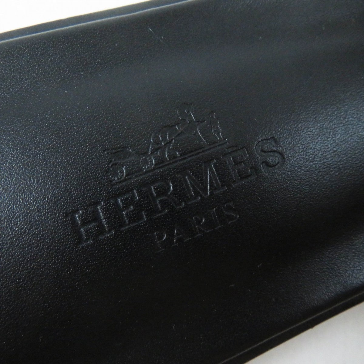 HERMES Sandals leather black Oran 37
