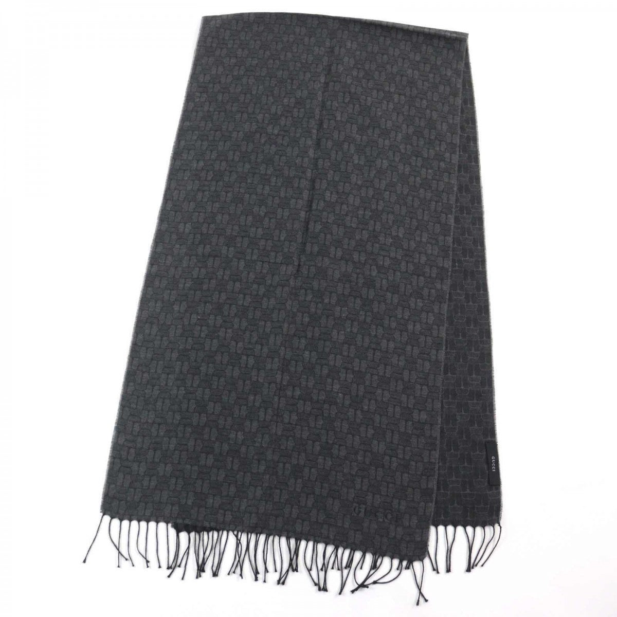 GUCCI Scarf cashmere Gray type All-over pattern