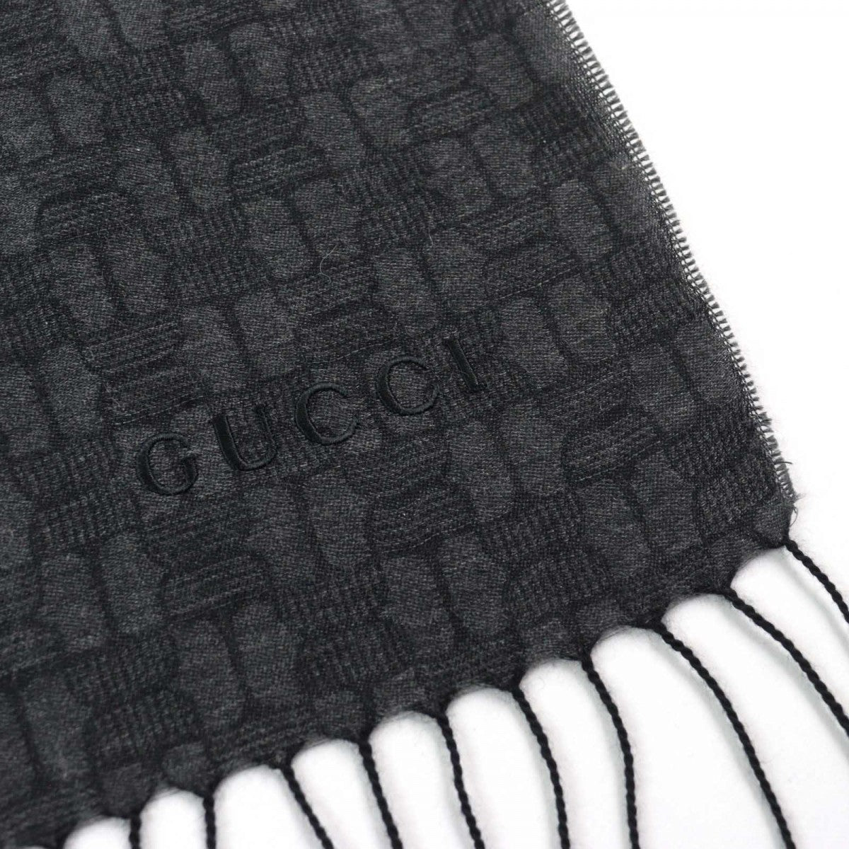 GUCCI Scarf cashmere Gray type All-over pattern