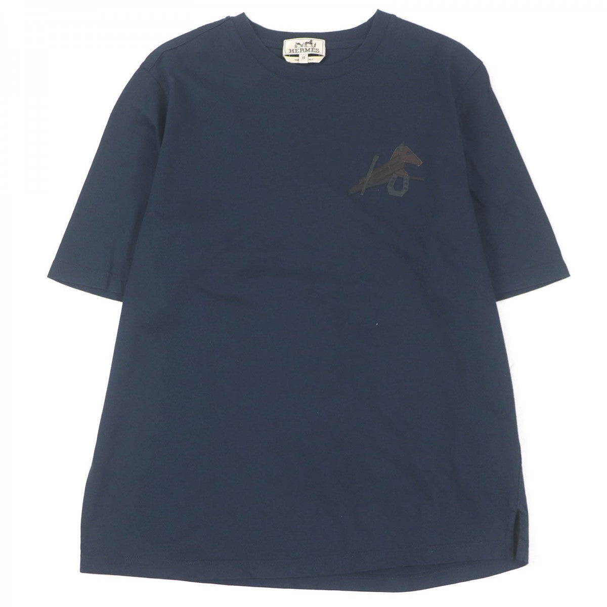 HERMES Short sleeve T-shirt cotton Navy Puzzle Eskettle XS
