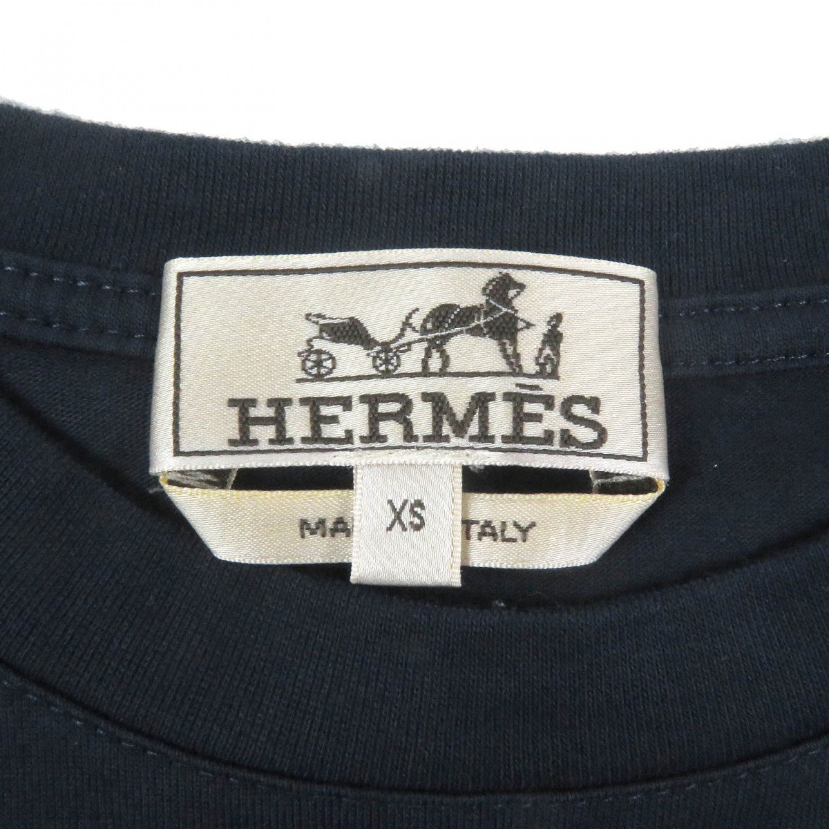 HERMES Short sleeve T-shirt cotton Navy Puzzle Eskettle XS