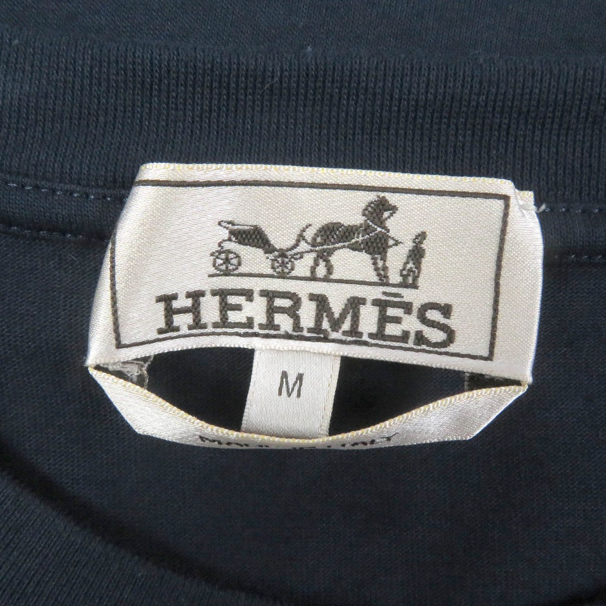 HERMES Short sleeve T-shirt cotton Navy caval card M