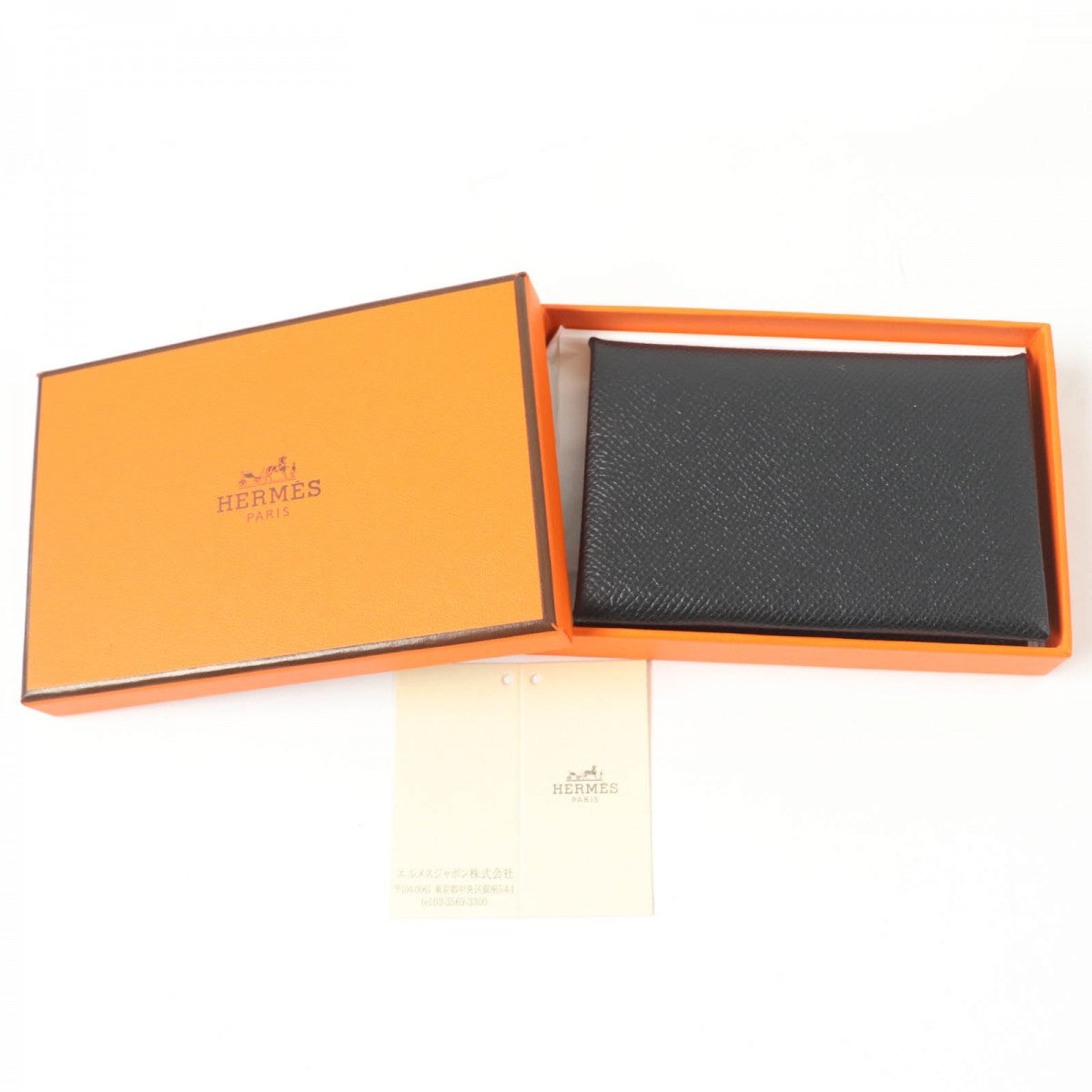 HERMES Coin case Epsom black Calvi duo