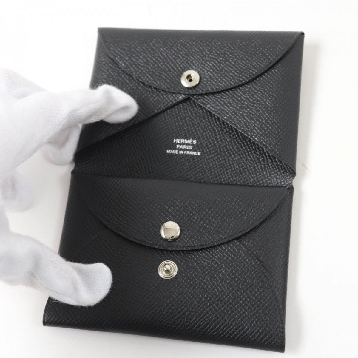 HERMES Coin case Epsom black Calvi duo