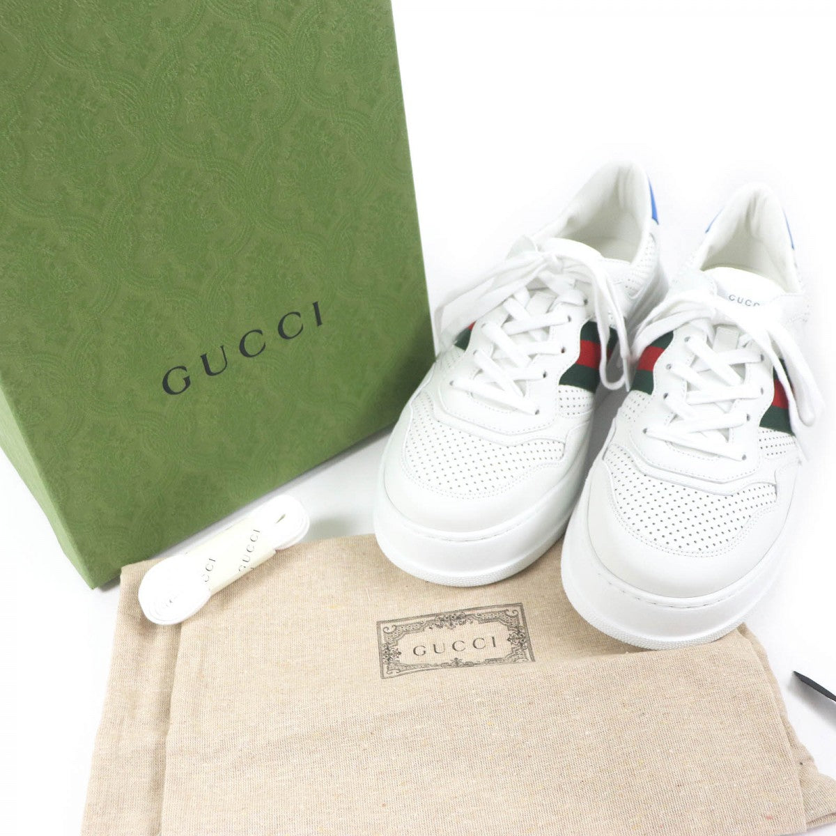 GUCCI Low cut sneakers 669698 leather white 10.5