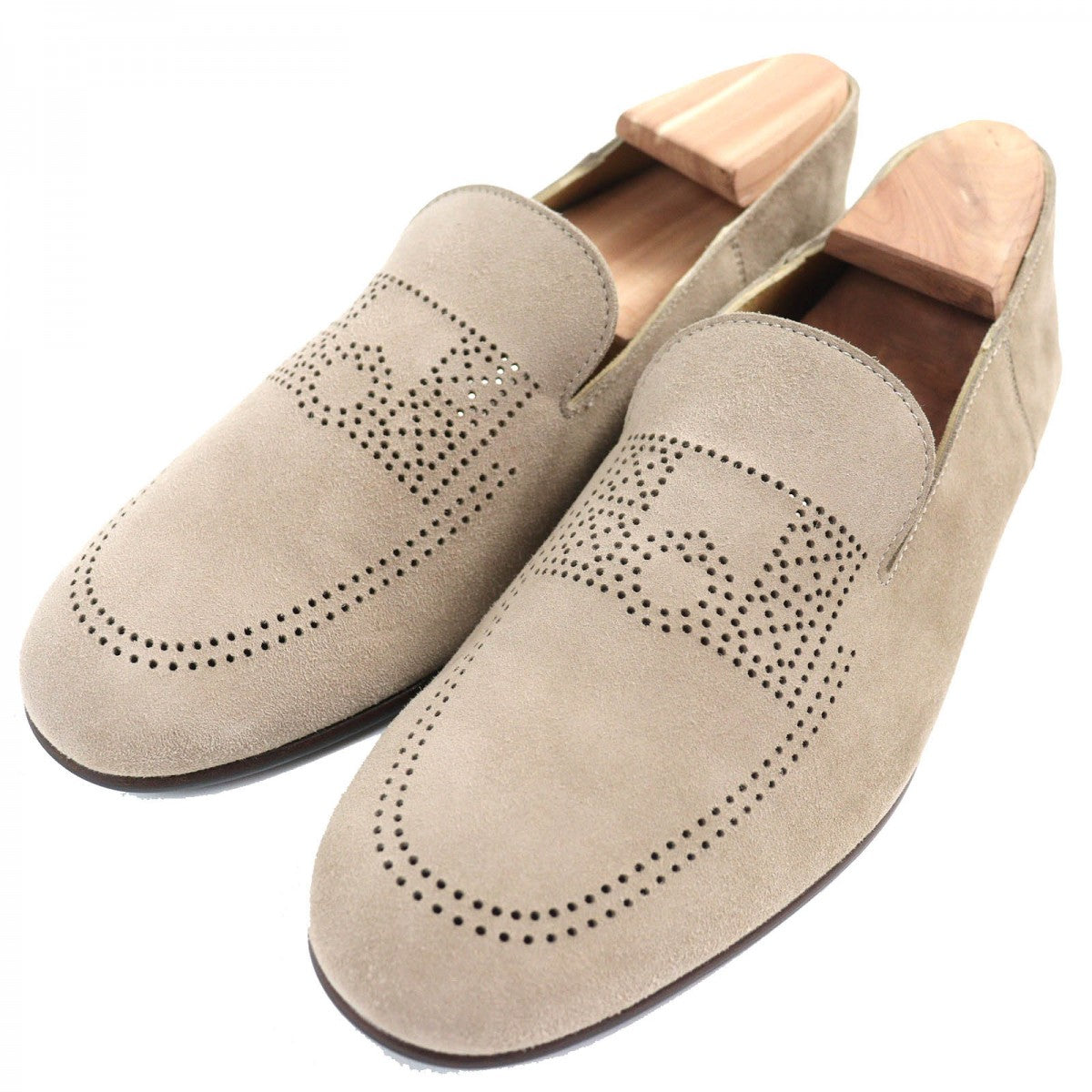 HERMES Moccasin 221980Z Suede leather Beige type Eclipse 39.5