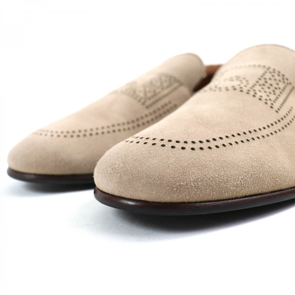 HERMES Moccasin 221980Z Suede leather Beige type Eclipse 39.5