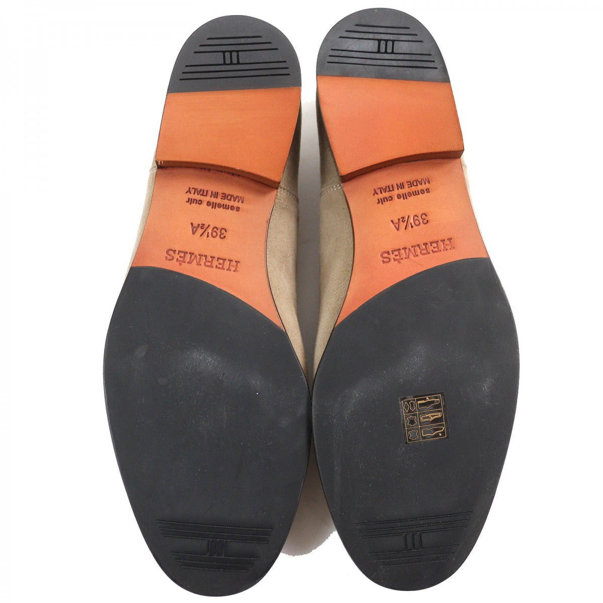 HERMES Moccasin 221980Z Suede leather Beige type Eclipse 39.5