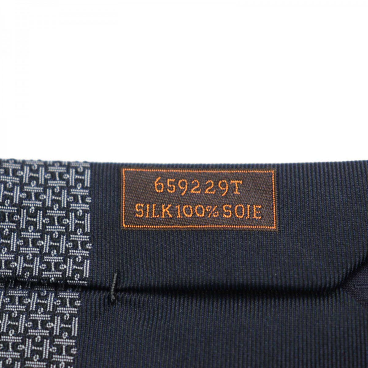 HERMES tie 659229T silk Navy type all-over pattern