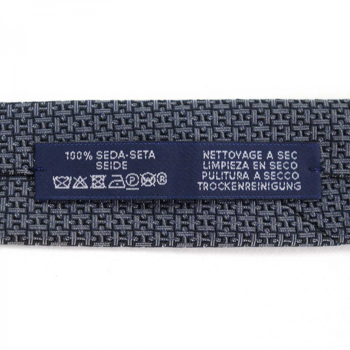 HERMES tie 659229T silk Navy type all-over pattern