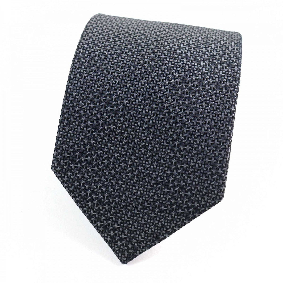 HERMES tie 659229T silk Navy type all-over pattern