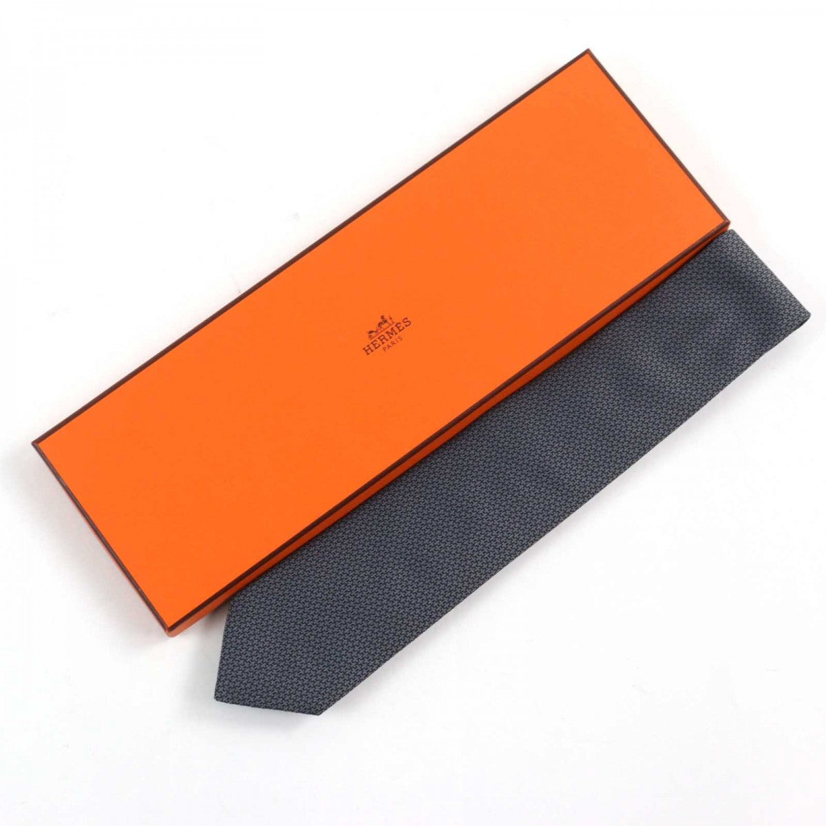 HERMES tie 659229T silk Navy type all-over pattern