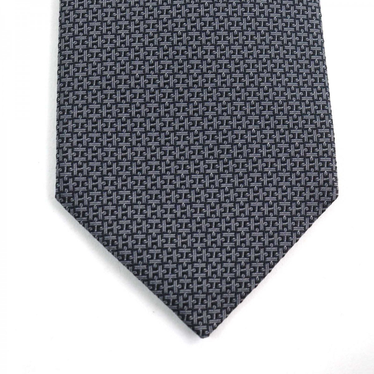 HERMES tie 659229T silk Navy type all-over pattern