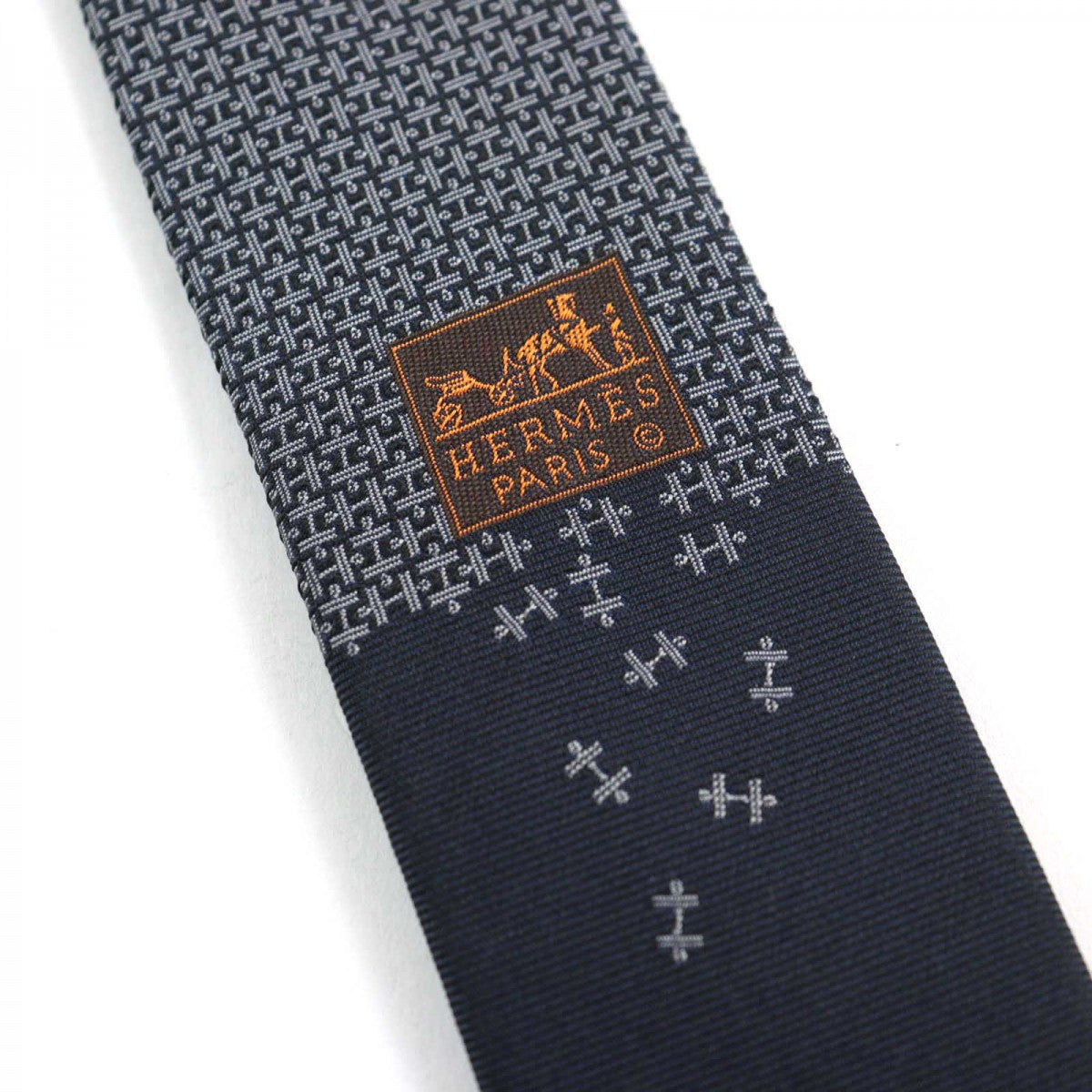 HERMES tie 659229T silk Navy type all-over pattern