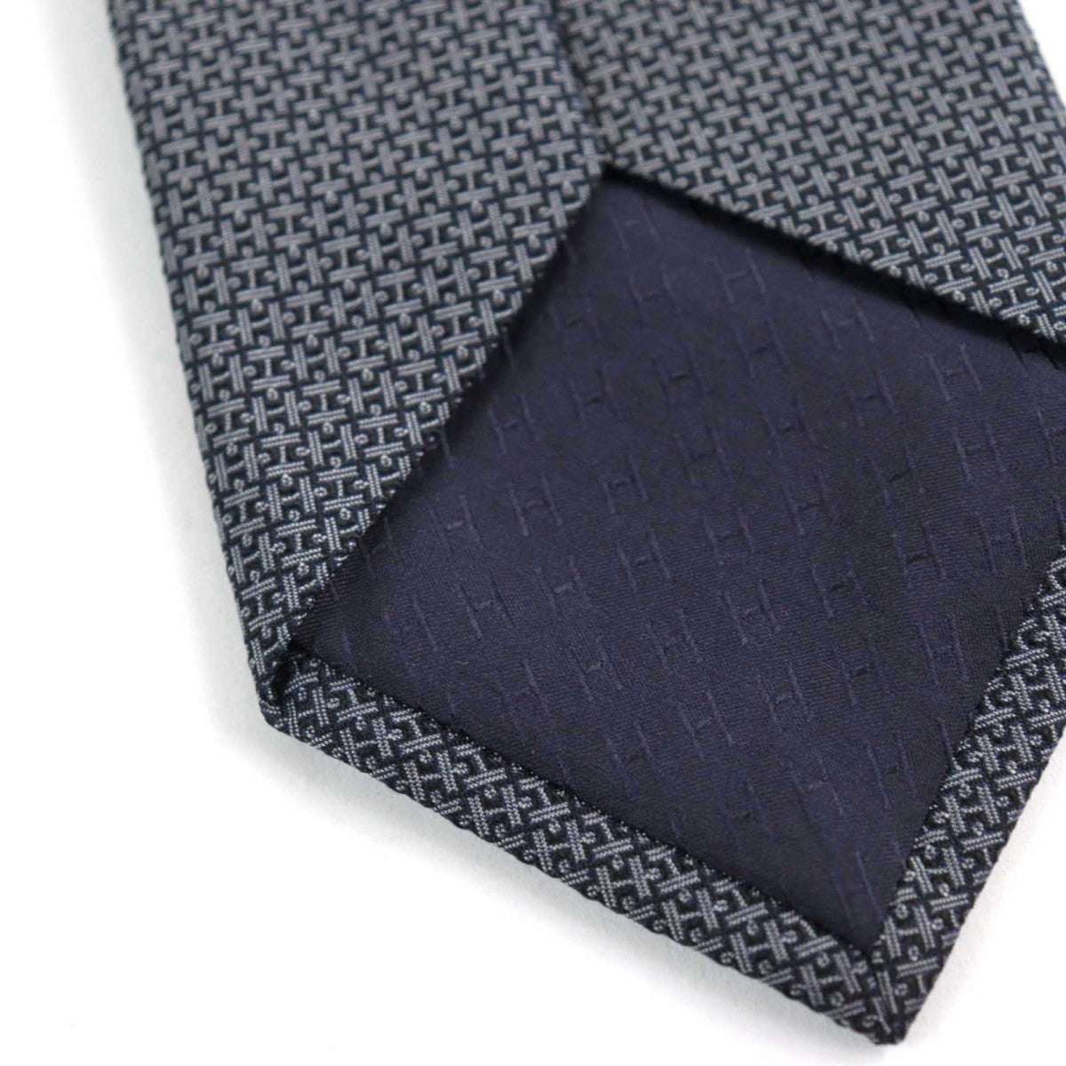 HERMES tie 659229T silk Navy type all-over pattern