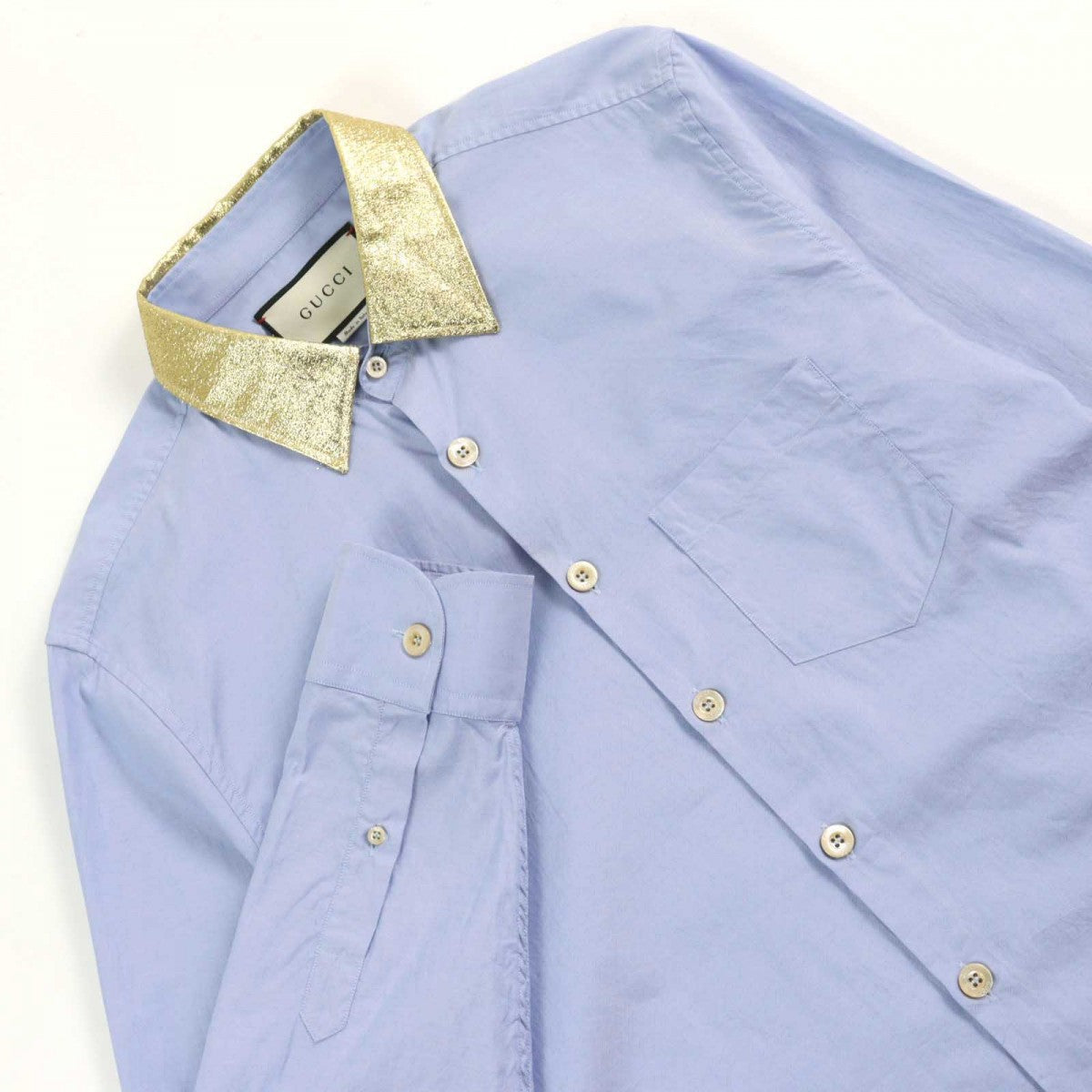 GUCCI Long sleeve shirt 521946 cotton Blue gold 41|16