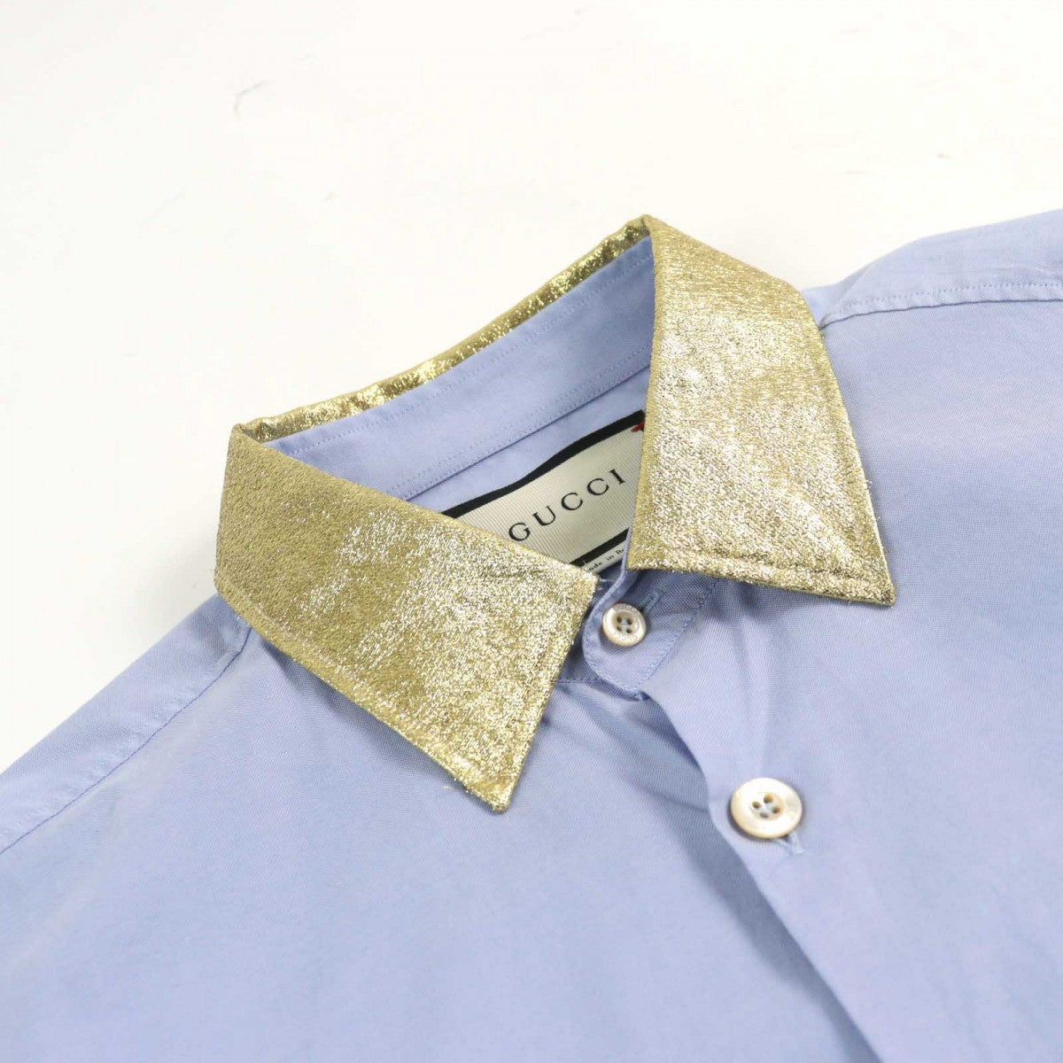 GUCCI Long sleeve shirt 521946 cotton Blue gold 41|16