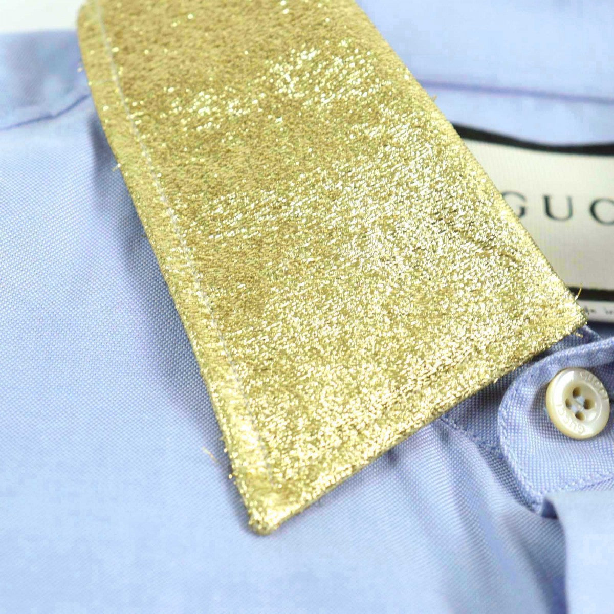 GUCCI Long sleeve shirt 521946 cotton Blue gold 41|16