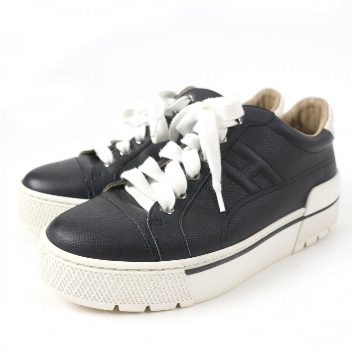 HERMES Low cut sneakers leather black voltage 36