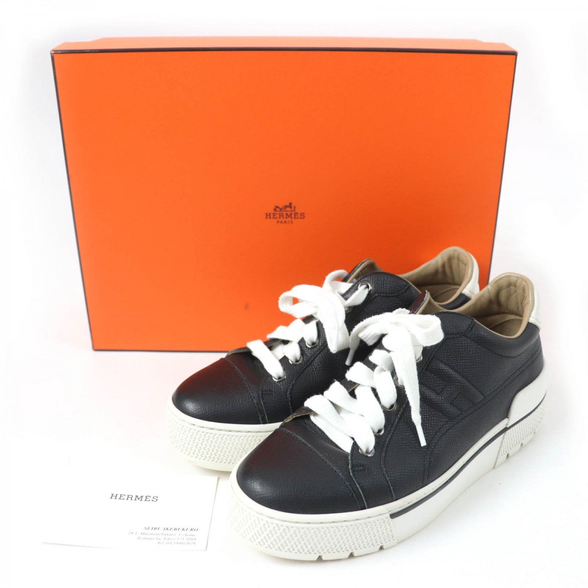 HERMES Low cut sneakers leather black voltage 36