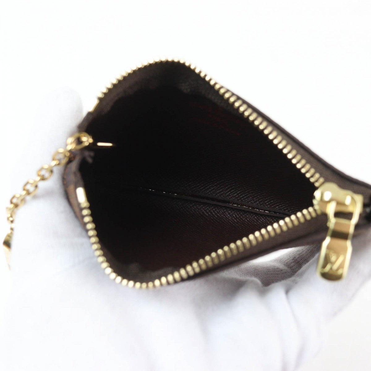 LOUIS VUITTON Coin case N62658 Damier canvas Brown Card Key case Key holder Pochette Cle