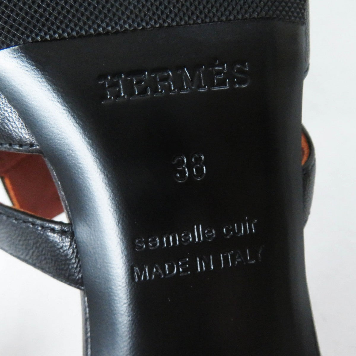 HERMES Sandals leather black candy 38