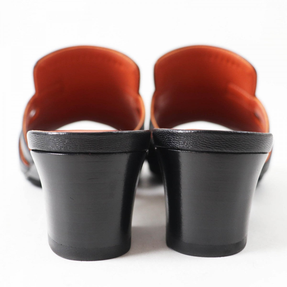 HERMES Sandals leather black candy 38