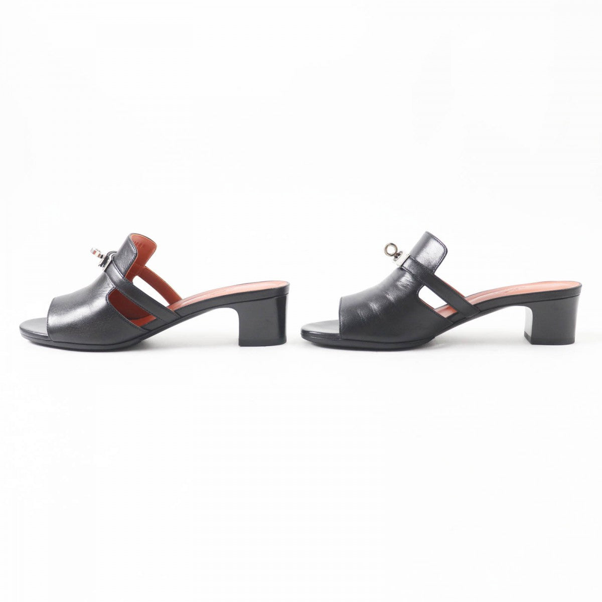 HERMES Sandals leather black candy 38